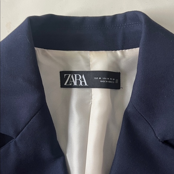 ZARA NAVY BLUE DOUBLE BREASTED LONG MINIMALIST BLAZER JACKET Medium - Picture 10 of 10